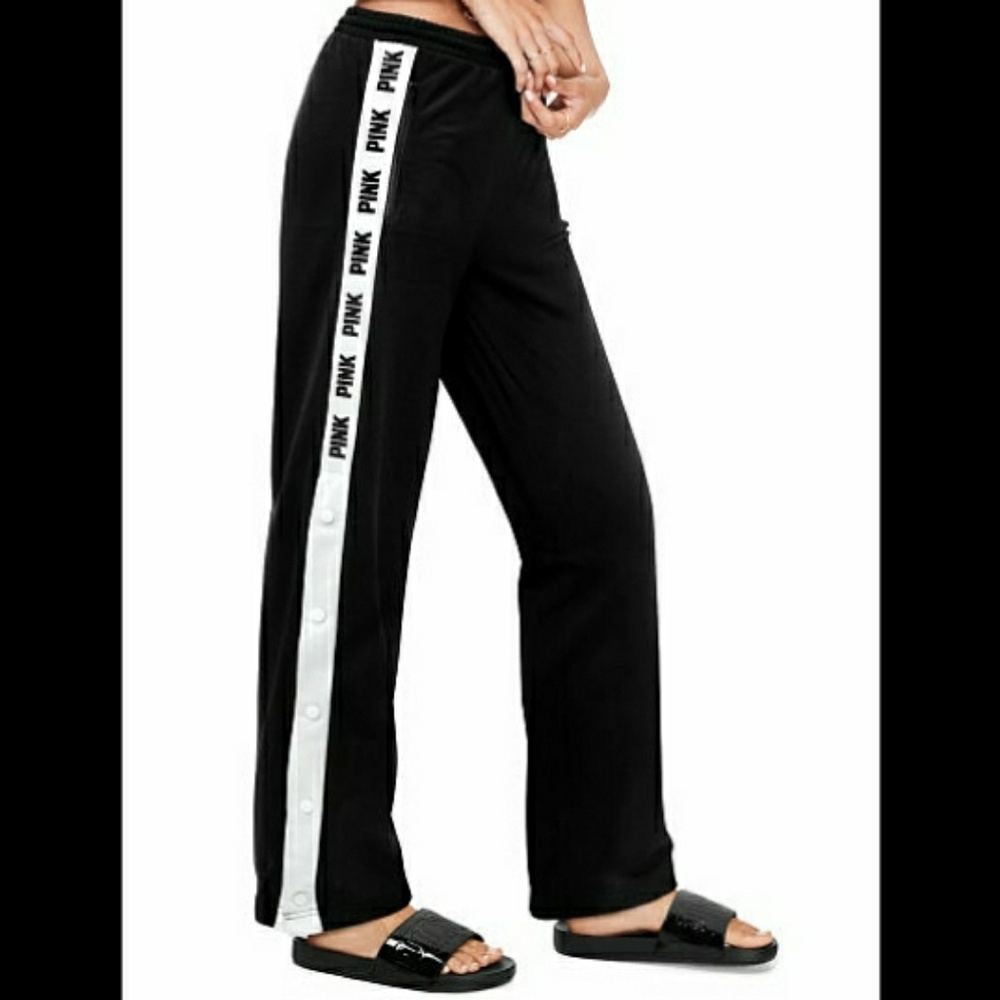 NWT VS PINK Athletic Snap Track Tear Away Pants